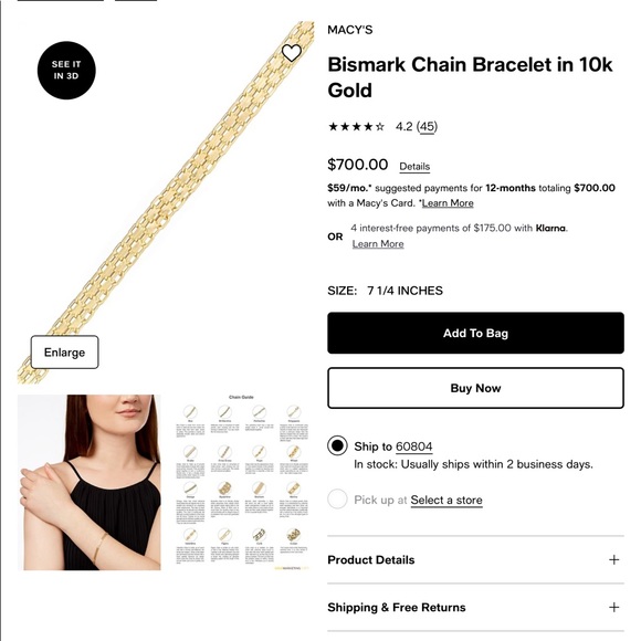 Bismark Chain Bracelet in 10k Gold - Picture 1 of 7